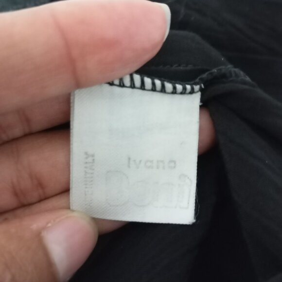 Ivana Beni Black Button-Up Blouse Size (S) 44 V-Neck Tie Waist 3/4 Sleeves - Picture 3 of 11